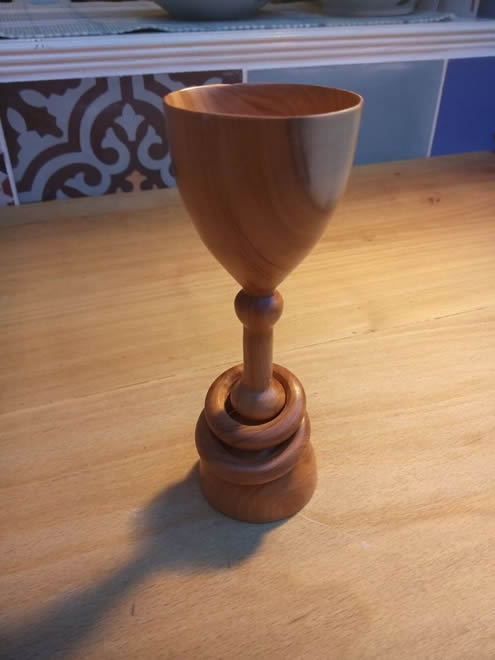 Another yew goblet, with captive rings!
