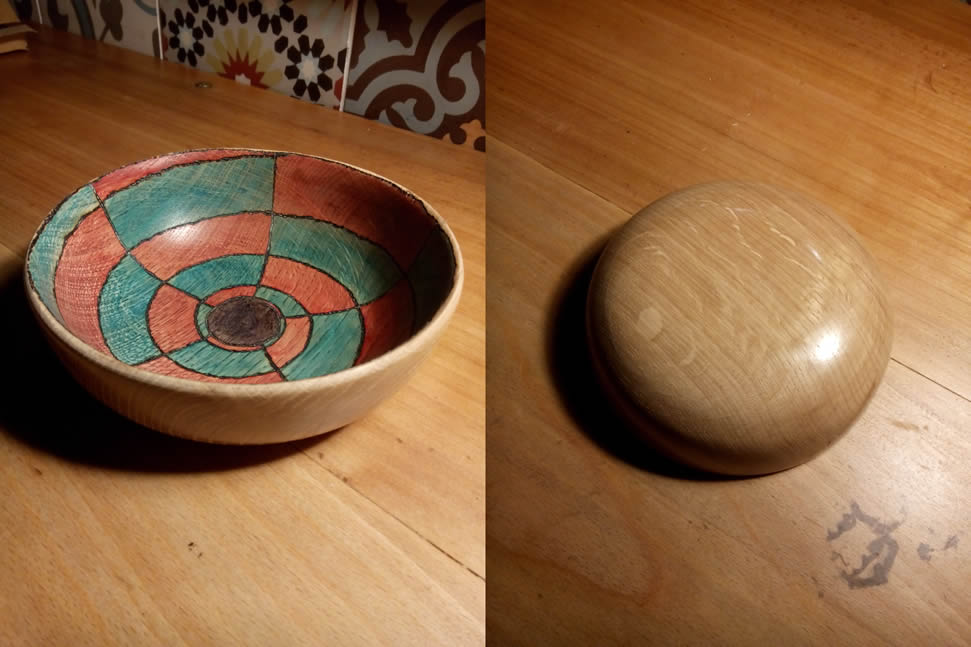 Swirly bowl made from Quercus ilex (Holm Oak)